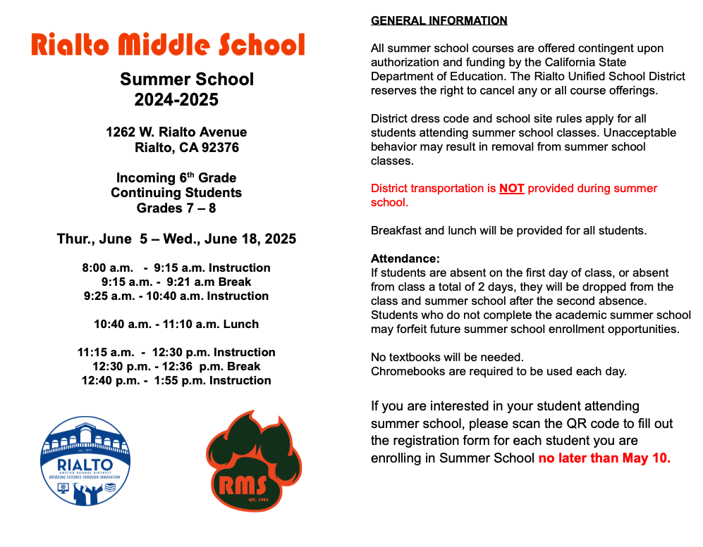 Summer School Information 1